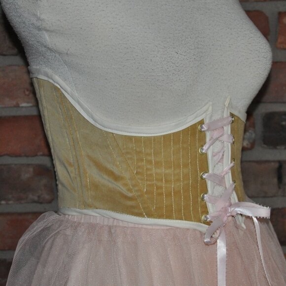 New Reversible Back & Front Lace-up Corset Belt, Floral & Upcycled Velvet XS - Picture 9 of 10